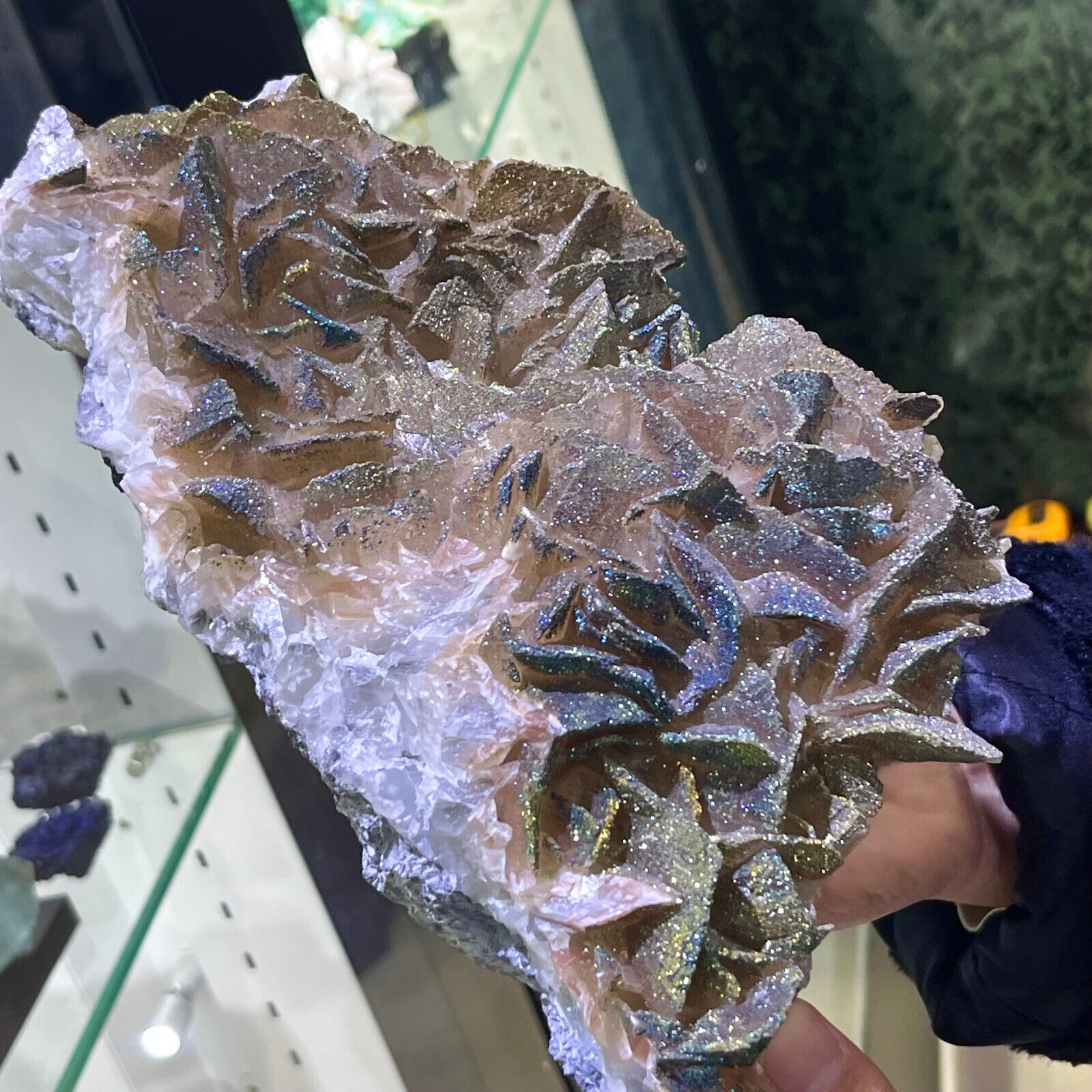 4.04LB Natural colored pyrite petal calcite mineral specimen