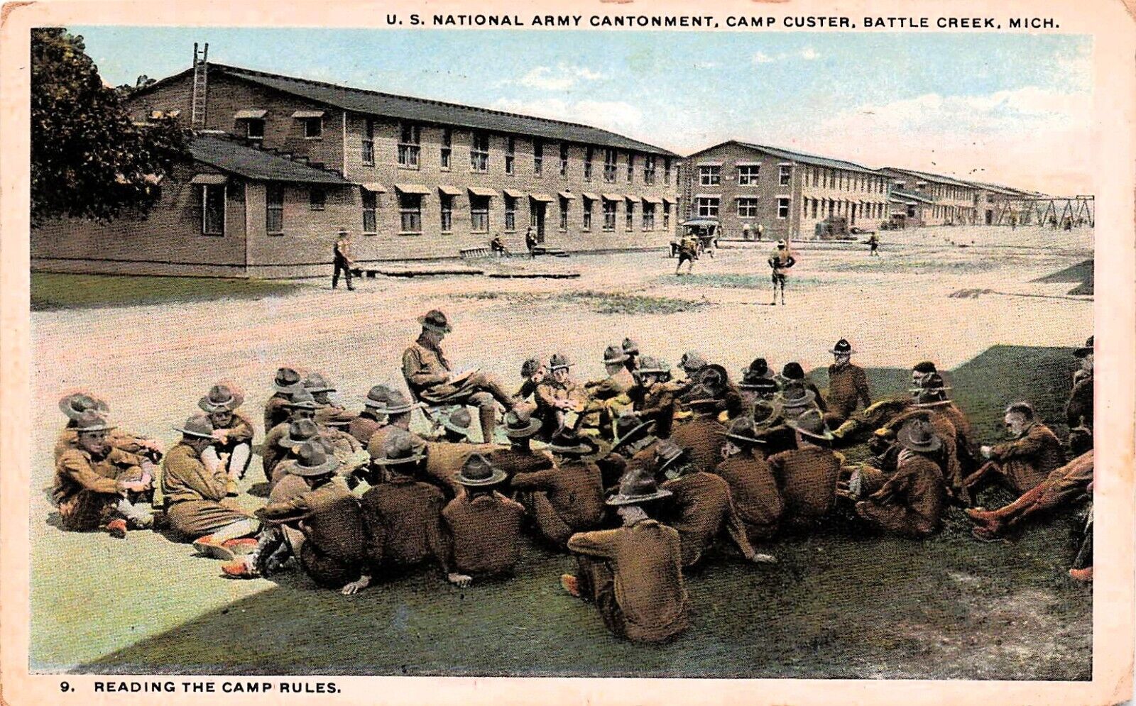 Battle Creek MI Michigan Camp Custer WWI Military Army Fort Vtg Postcard E39