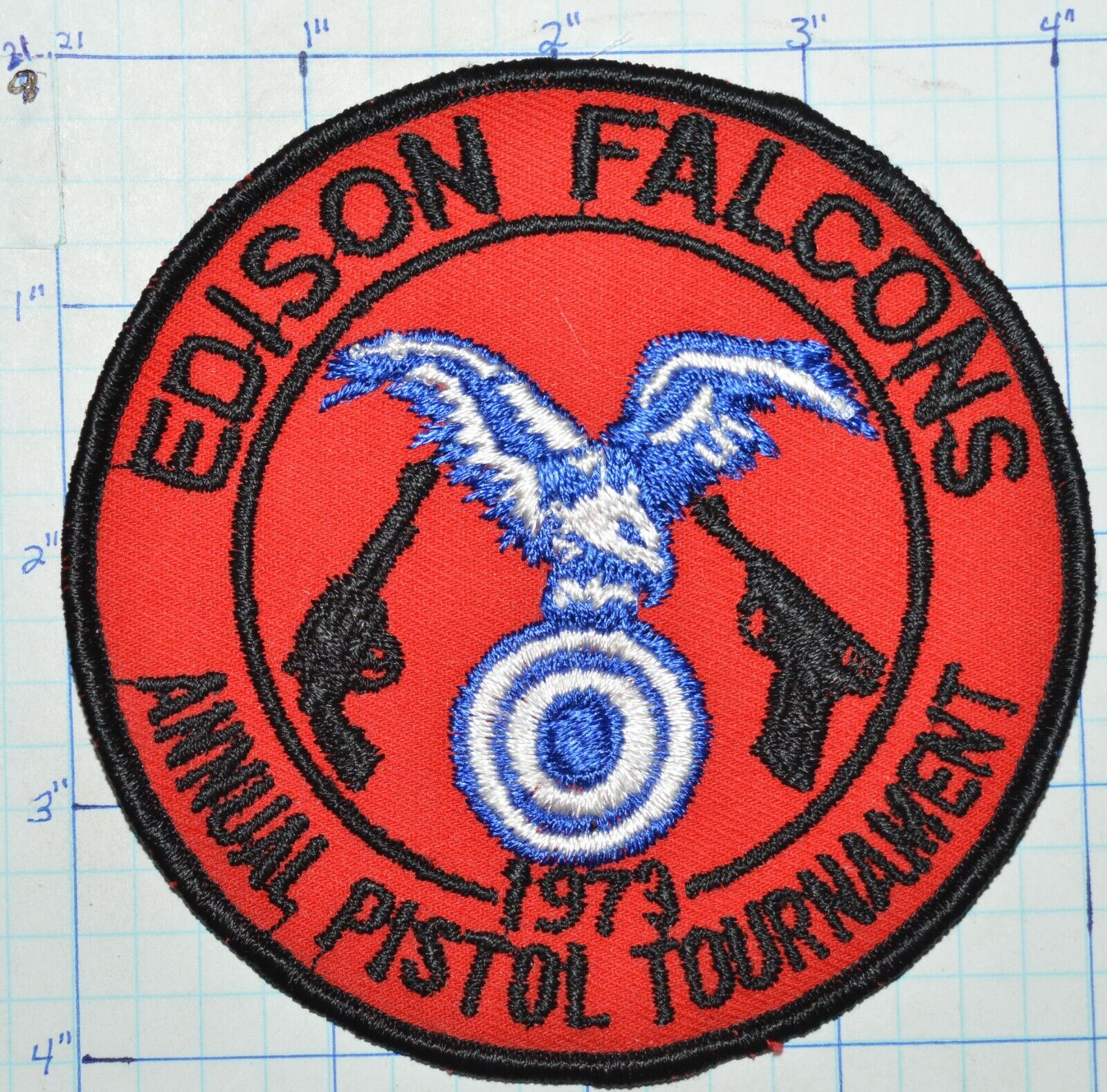 NEW JERSEY? EDISON FALCONS ANNUAL PISTOL TOURNAMENT 1973 PATCH