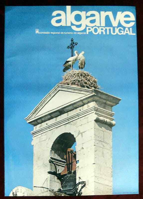 Original Poster Portugal Algarve Stork Belfry Architecture Nest Cross