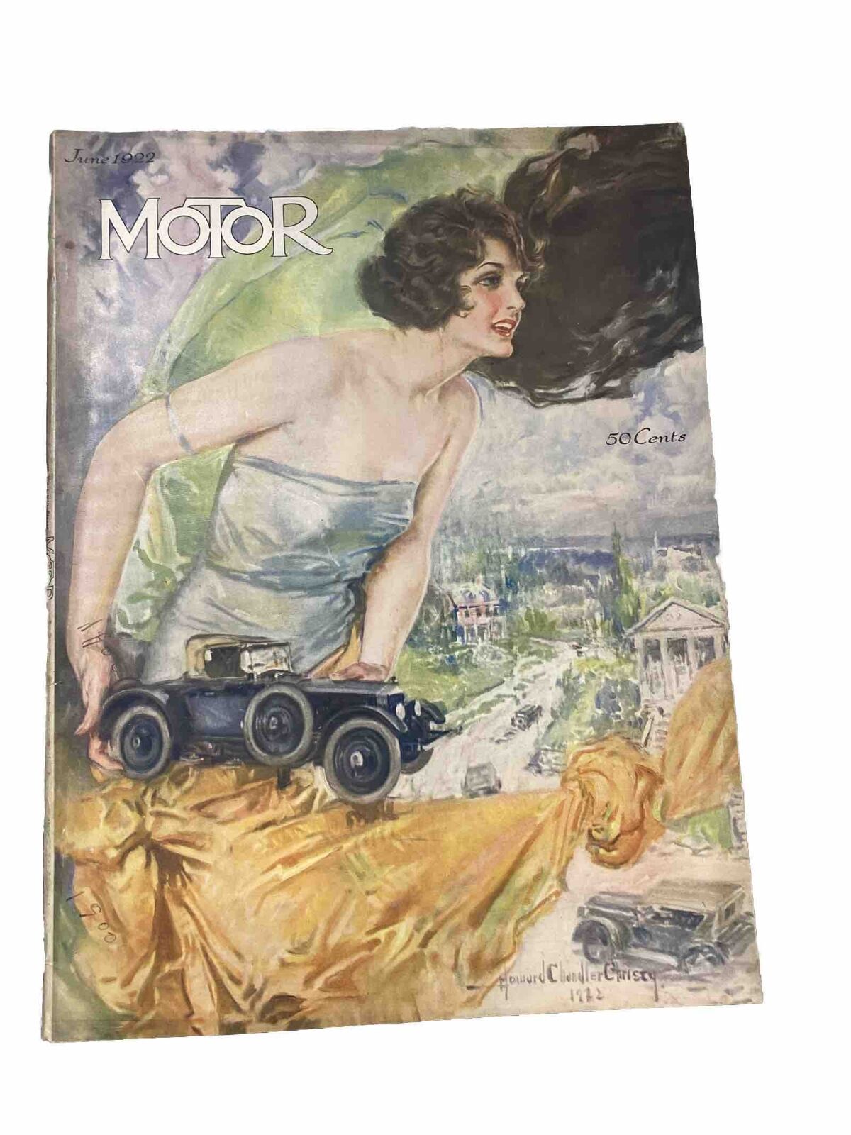 MoToR MAGAZINE JUNE 1922-RARE ANTIQUE COLLECTABLE-COVER ART BY H.C. Christy