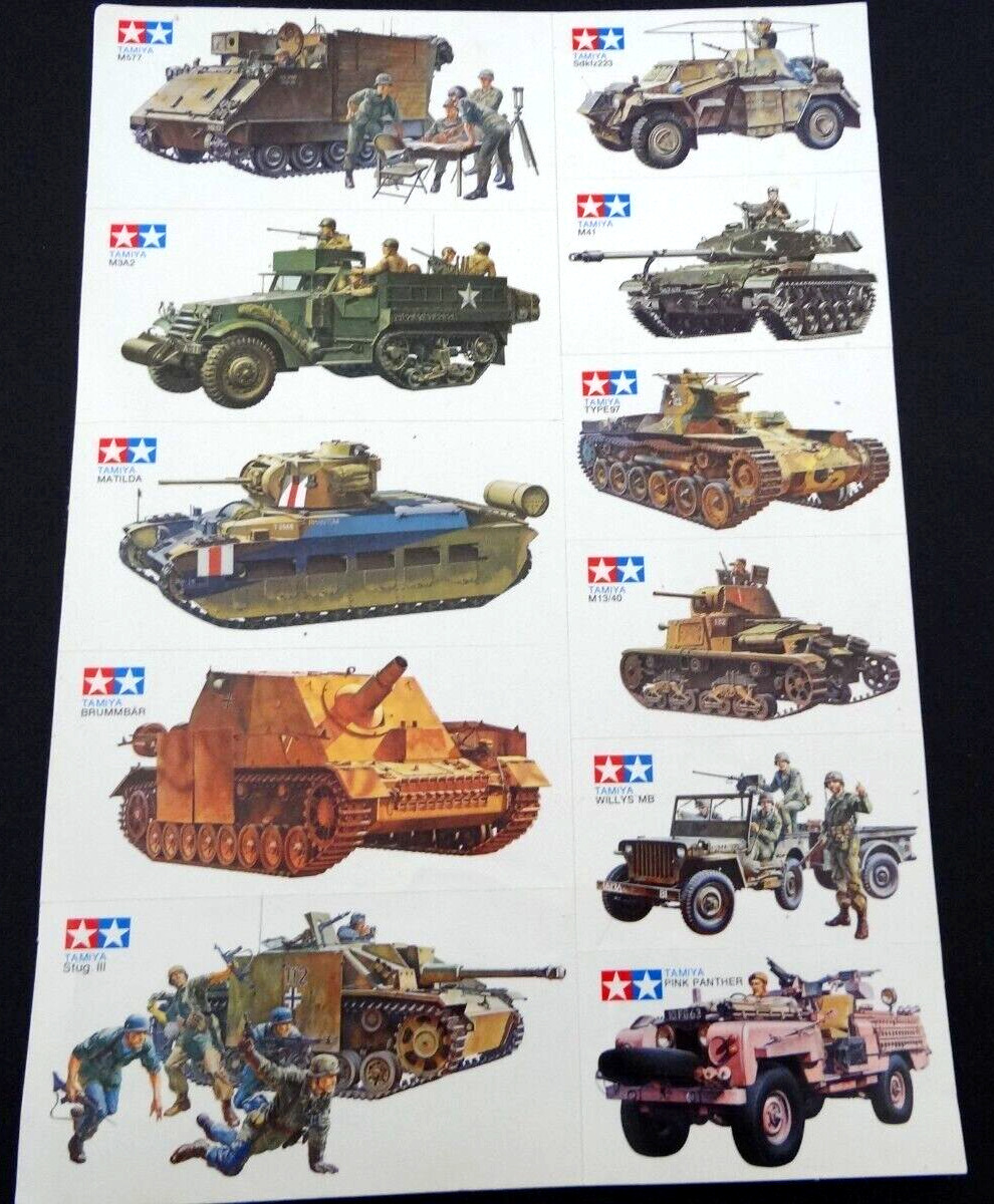 Promotional Stickers Tamiya Military Modellfahrzeuge Tank 80er Years 1 Sheet