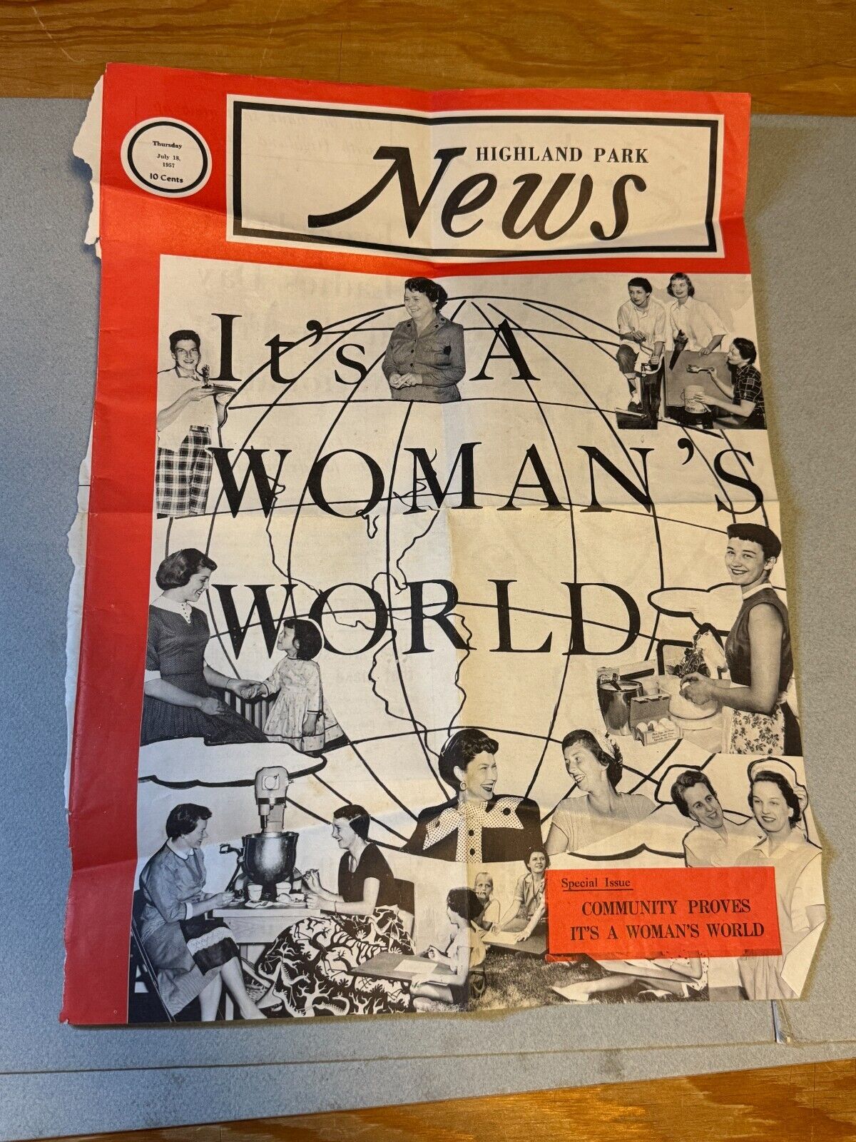 HIGHLAND PARK NEWS It\'s A Woman\'s World collage sheet July 18, 1957
