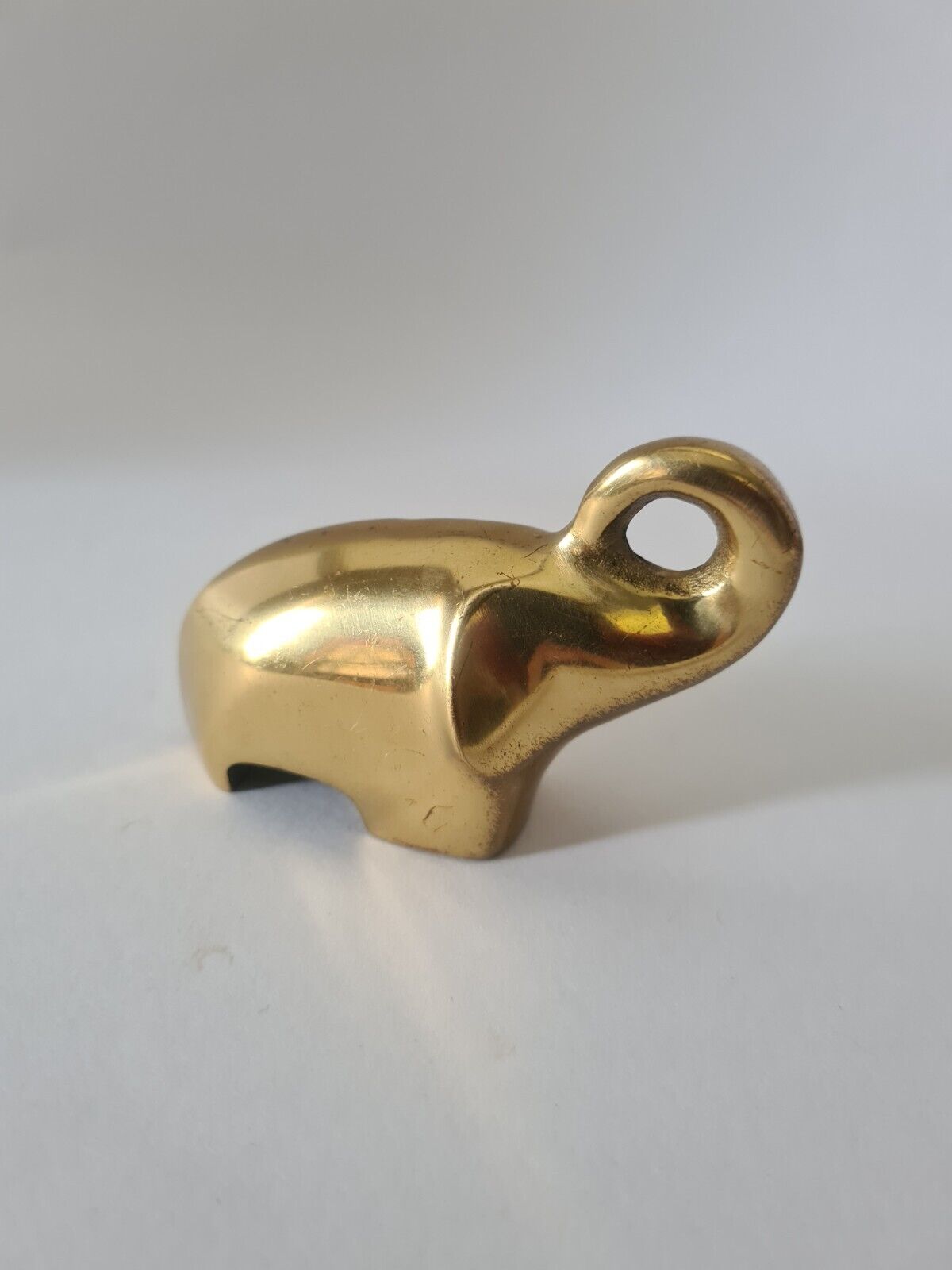 Vintage solid brass mini lucky elephant figurine figure small MCM