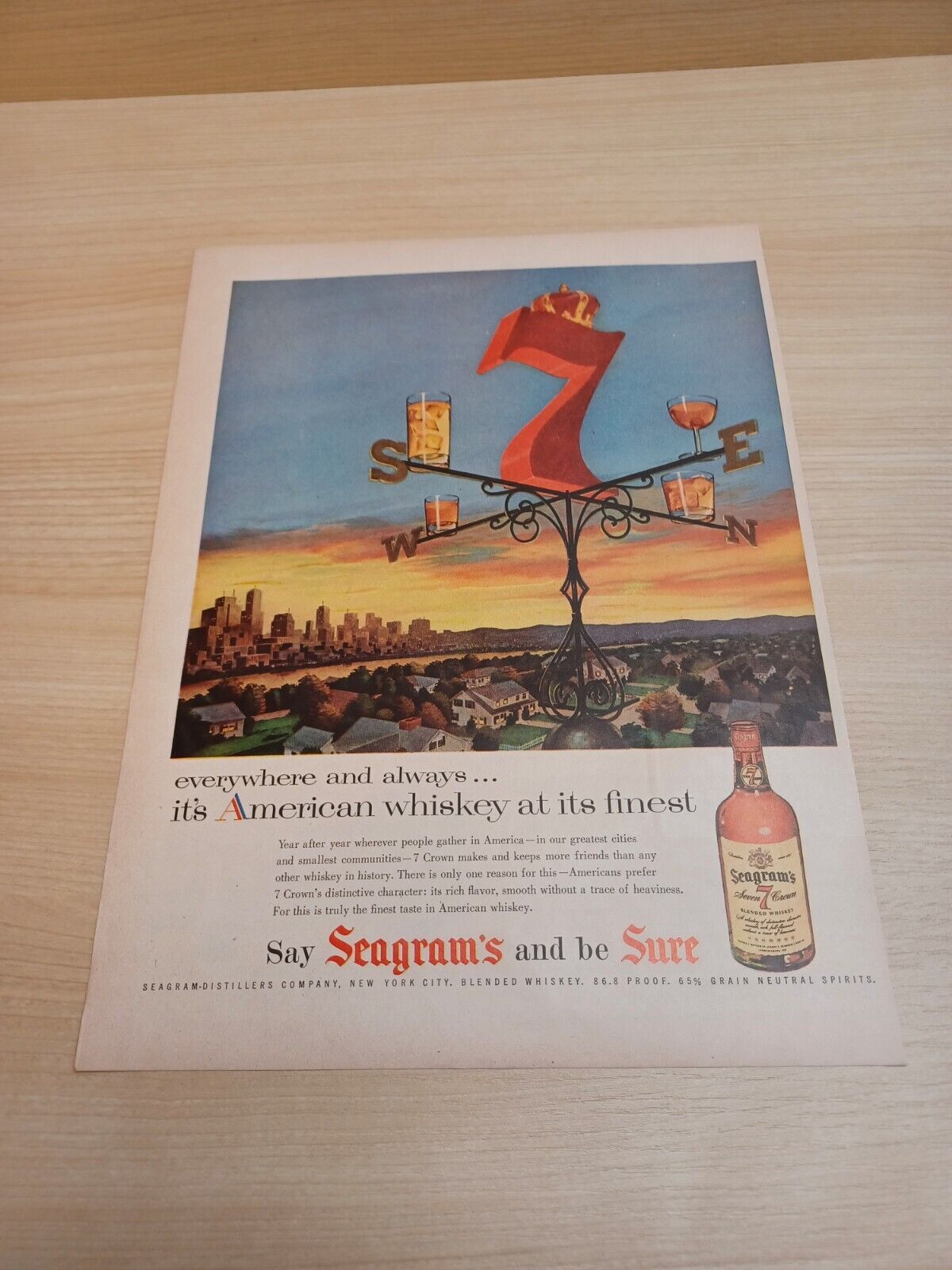 Seagram\'s 7 Crown Blended Whiskey 1955 Vintage Print Ad Life Magazine