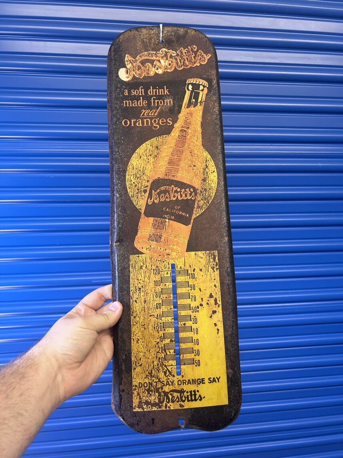 Vintage NESBITT'S  Orange Soda Thermometer 1938 All Original RARE drink
