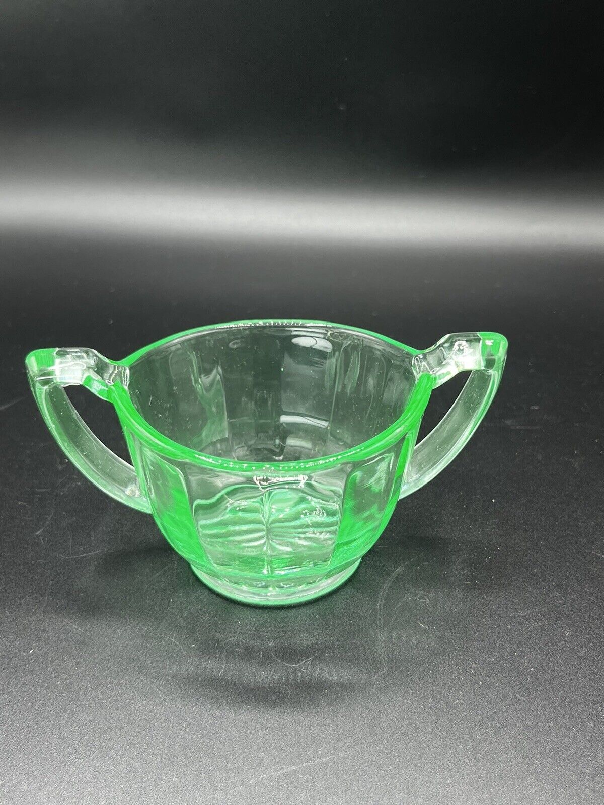 Vintage Depression Glass Mint Green Open Sugar Bowl