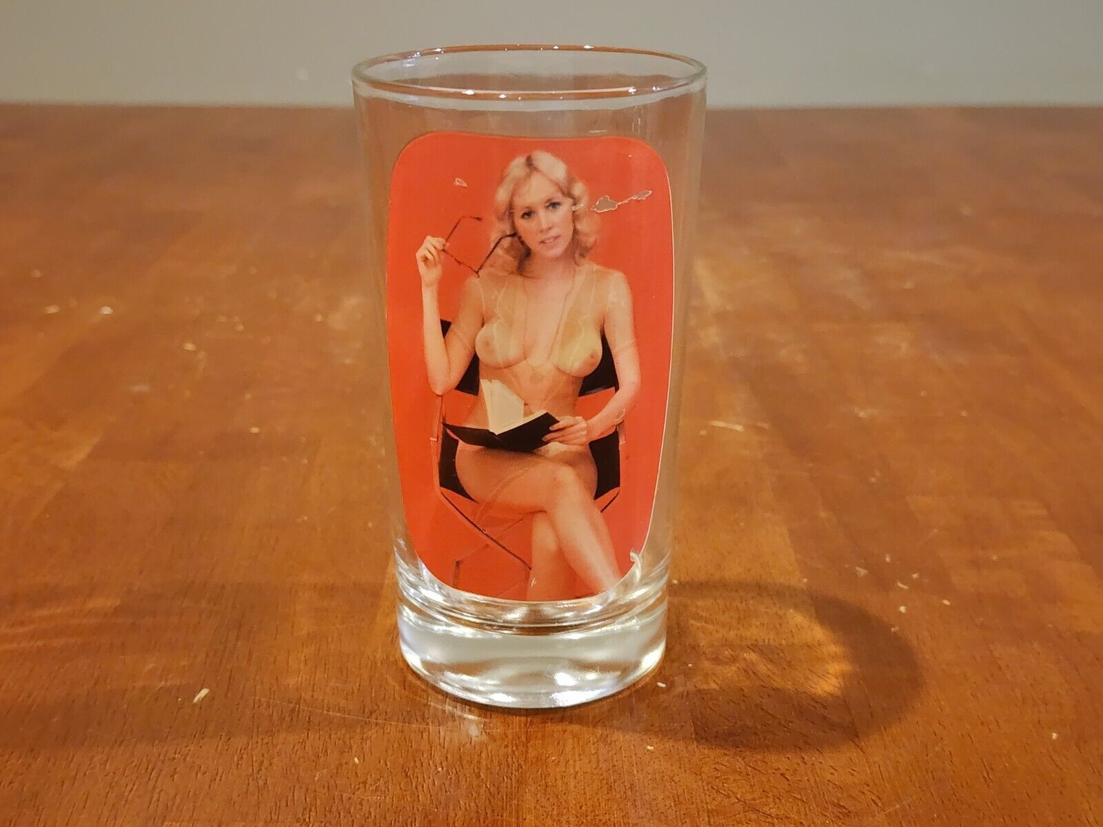 Vintage Sip N Strip Nude Peek-a-Boo Girl Drinking Glass