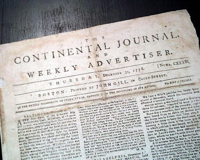 Rare Revolutionary War CHERRY VALLEY MASSACRE New York 1778 Boston MA Newspaper 