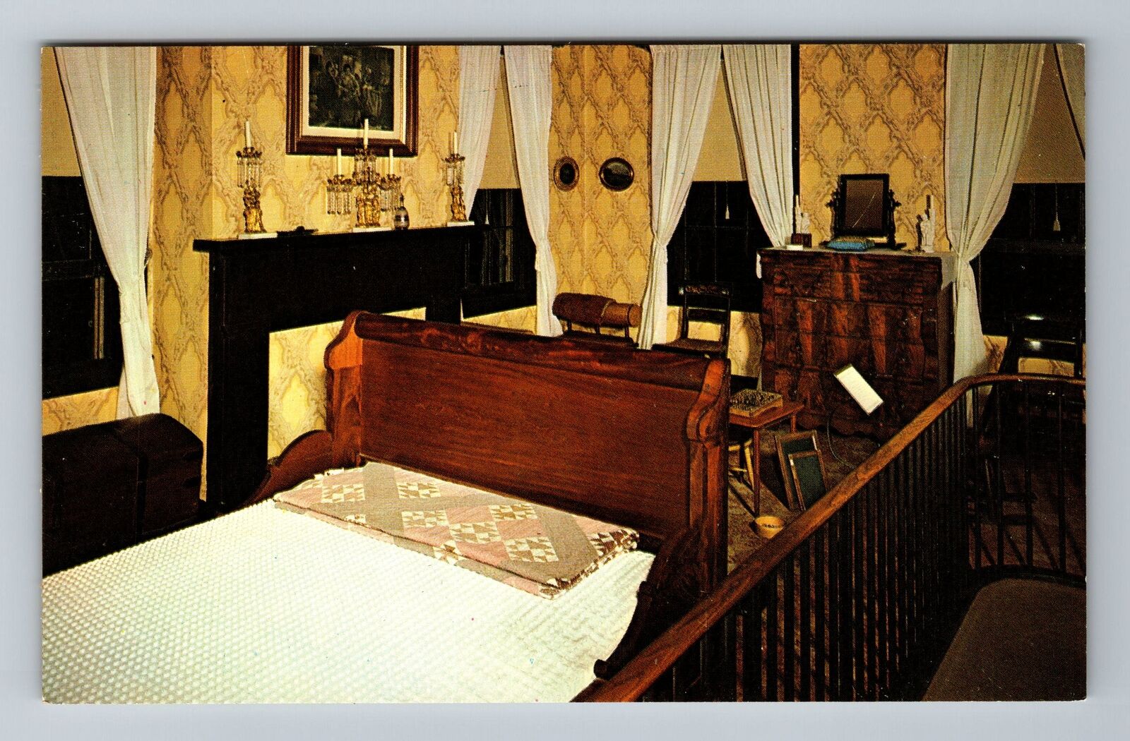 Springfield IL-Illinois, Guest Bedroom, Abraham Lincoln Home, Vintage Postcard