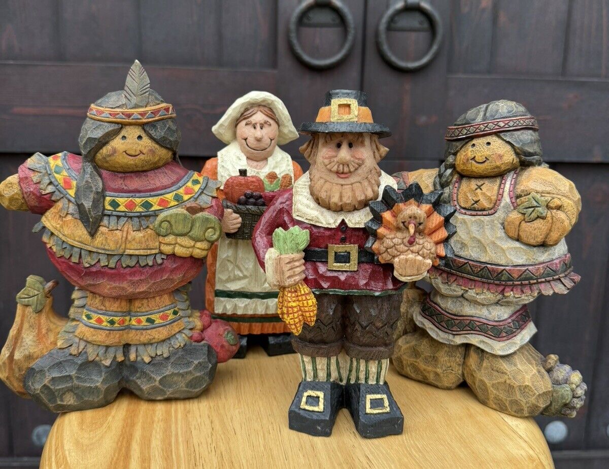 Thanksgiving Handmade Pilgrims And Harvest Sisters Figures 