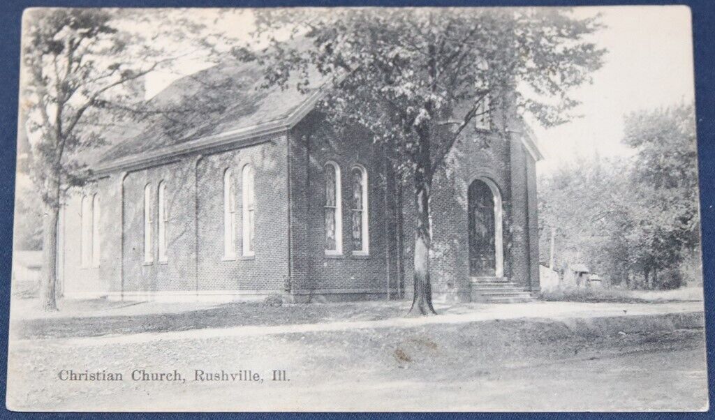 Christian Church, Rushville, IL Postcard 1908