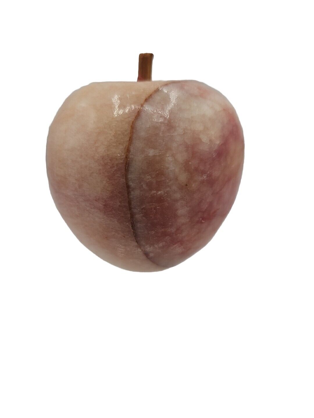 VINTAGE Italian Alabaster Marble Stone Fruit Apple MCM Pink Color Variegated
