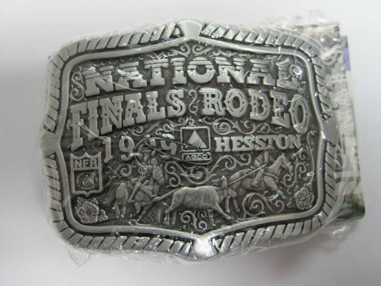  National Finals Rodeo Hesston 1999 NFR Youth Cowboy Buckle, Vintage, Orig. Pkg.