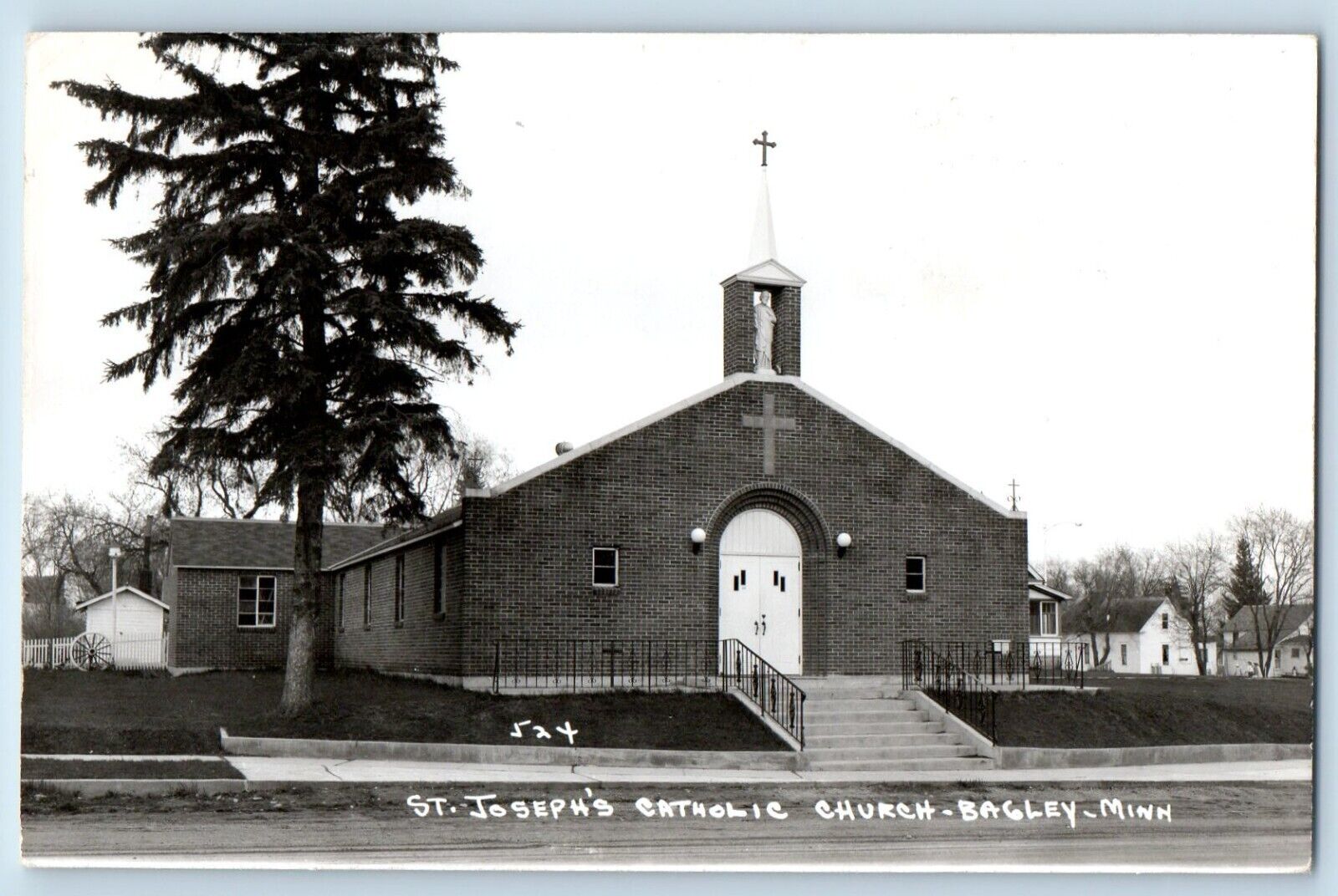 Bagley Minnesota MN Postcard RPPC Photo St. Joseph's Catholic Church c1950's