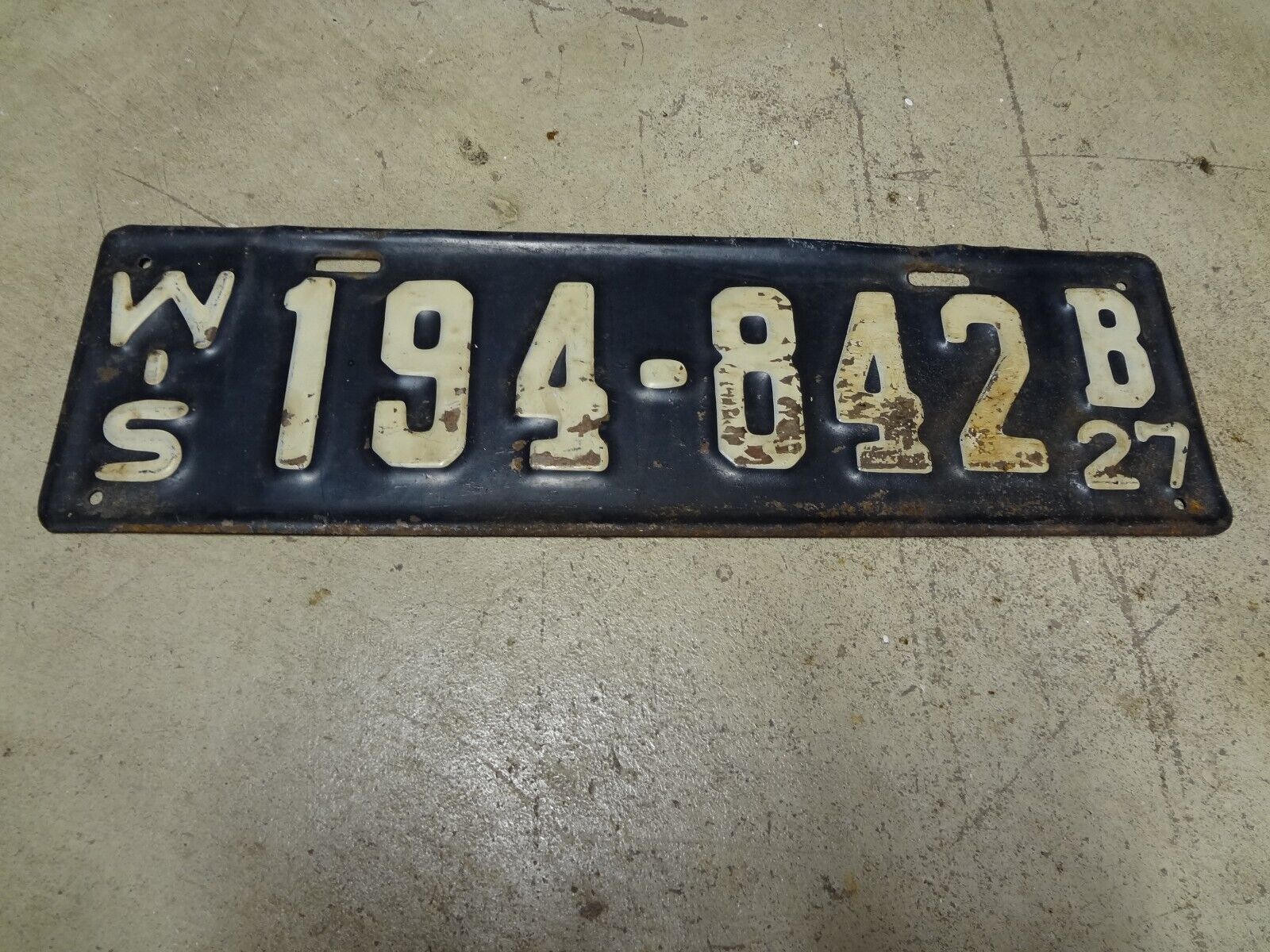 VINTAGE 1927 WISCONSIN STATE LICENSE PLATE