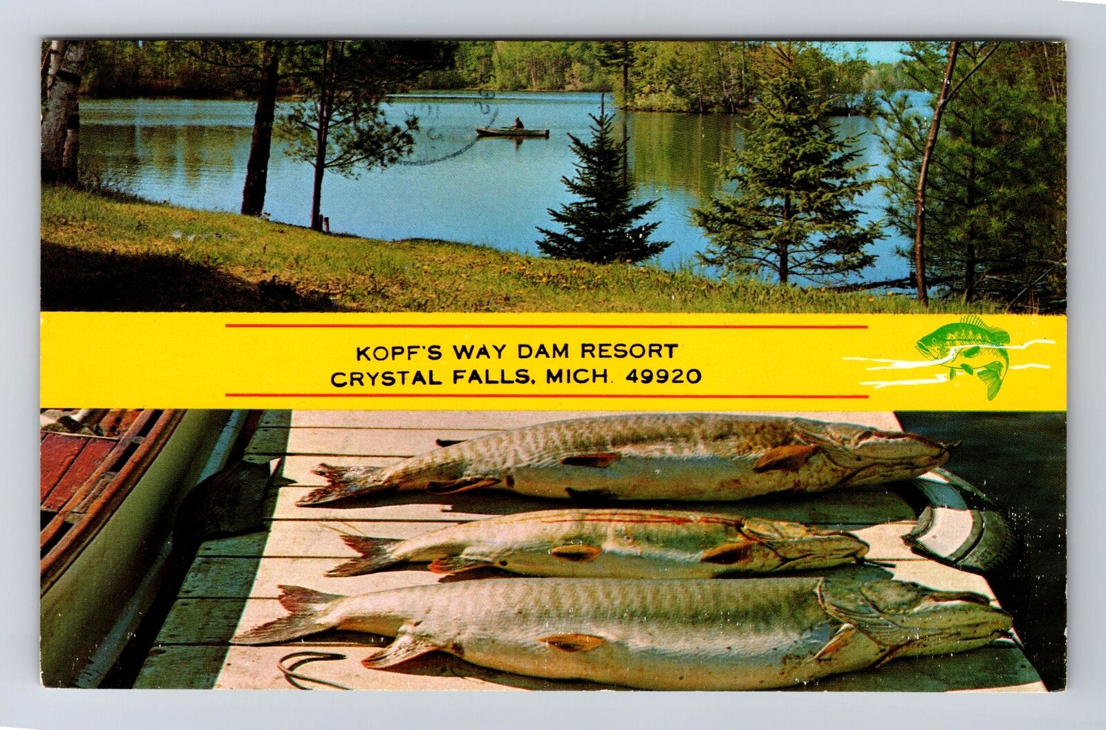 Crystal Falls MI-Michigan, Kopf\'s Way Dam Resort, Vintage c1979 Postcard