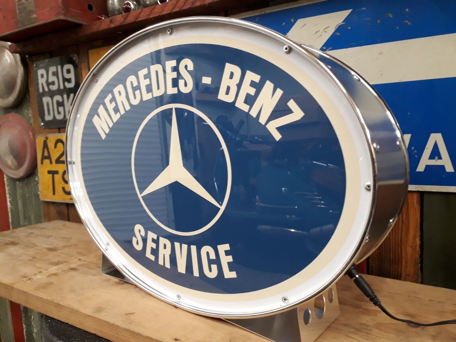 Mercedes,benz,merc,SL,E-class,illuminated,mancave,lightup sign,garage,workshop
