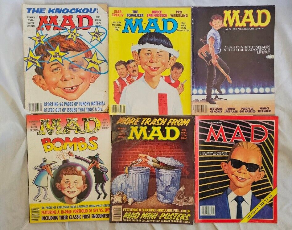 Vintage Mad Magazine Lot Of 6. 1985-1987.
