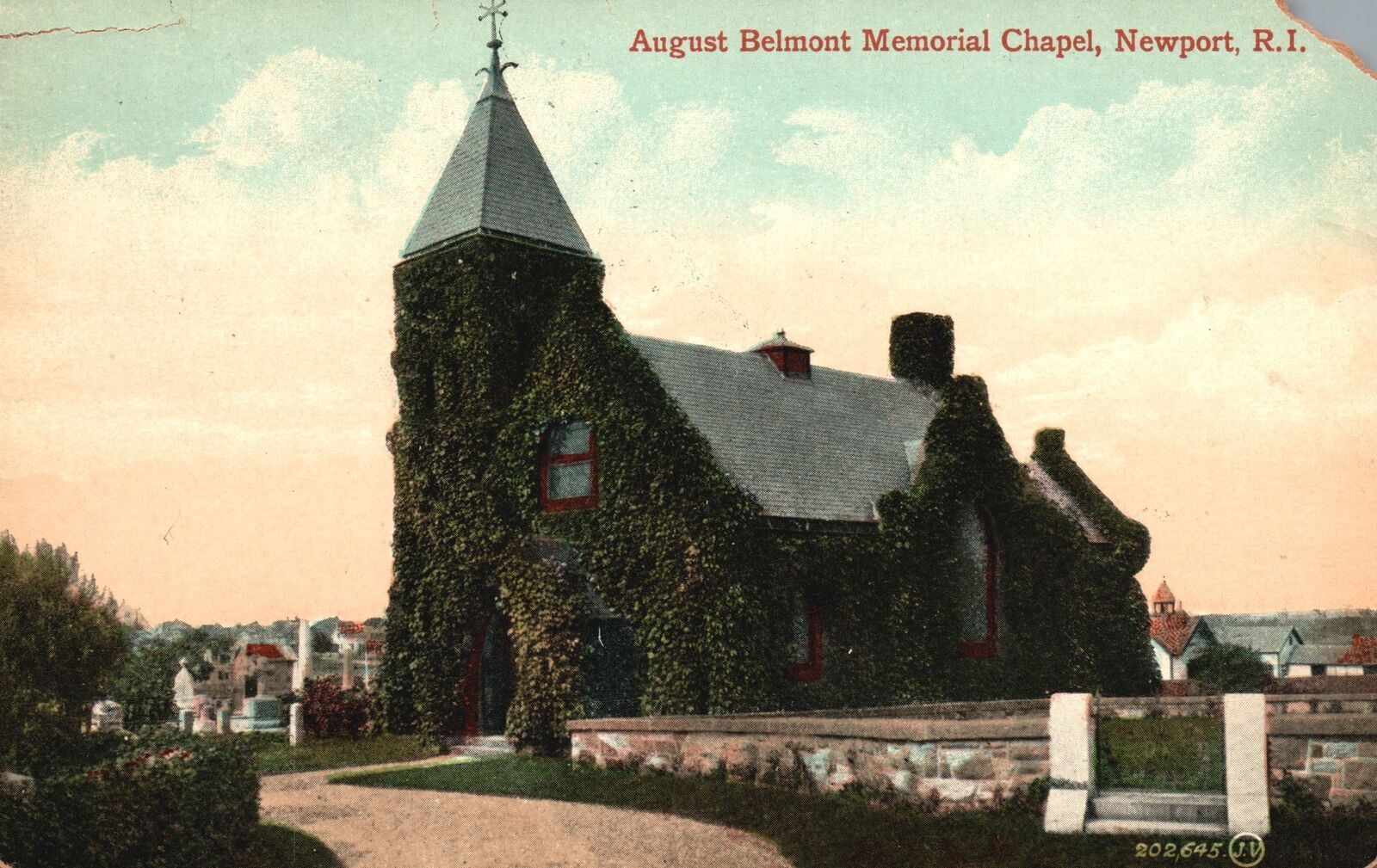 Vintage Postcard 1909 August Belmont Memorial Chapel Newport RI Valentine Pub.