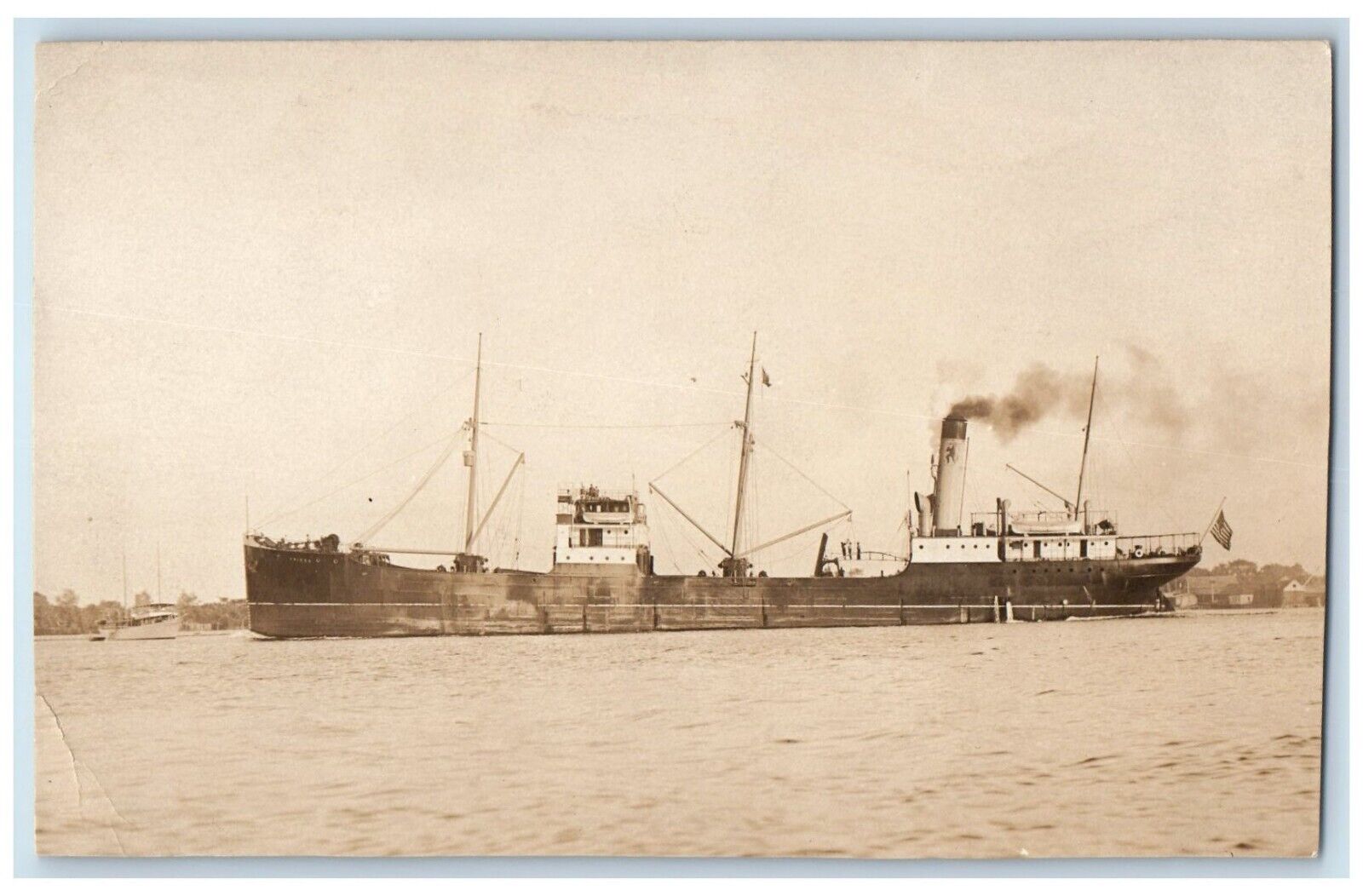 c1910's Steamship SS Frieda Boat Ship Flag RPPC Photo Unposted Postcard