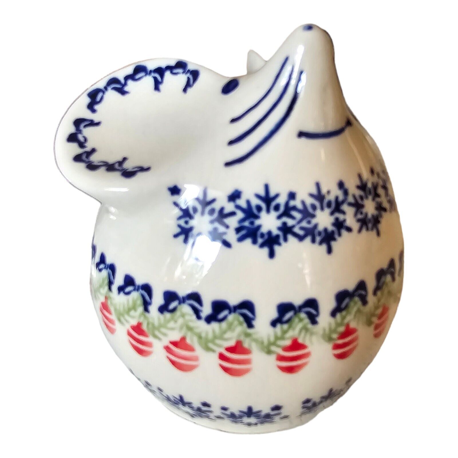 Bolesiawiec Polish Pottery Christmas Mouse Bank Ornaments Snowflakes
