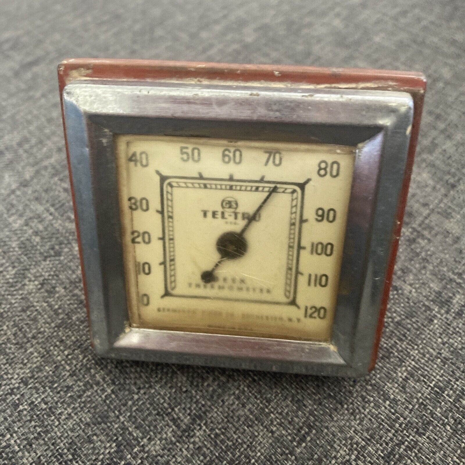 Vintage Desktop Tel-Tru Working Thermometer 