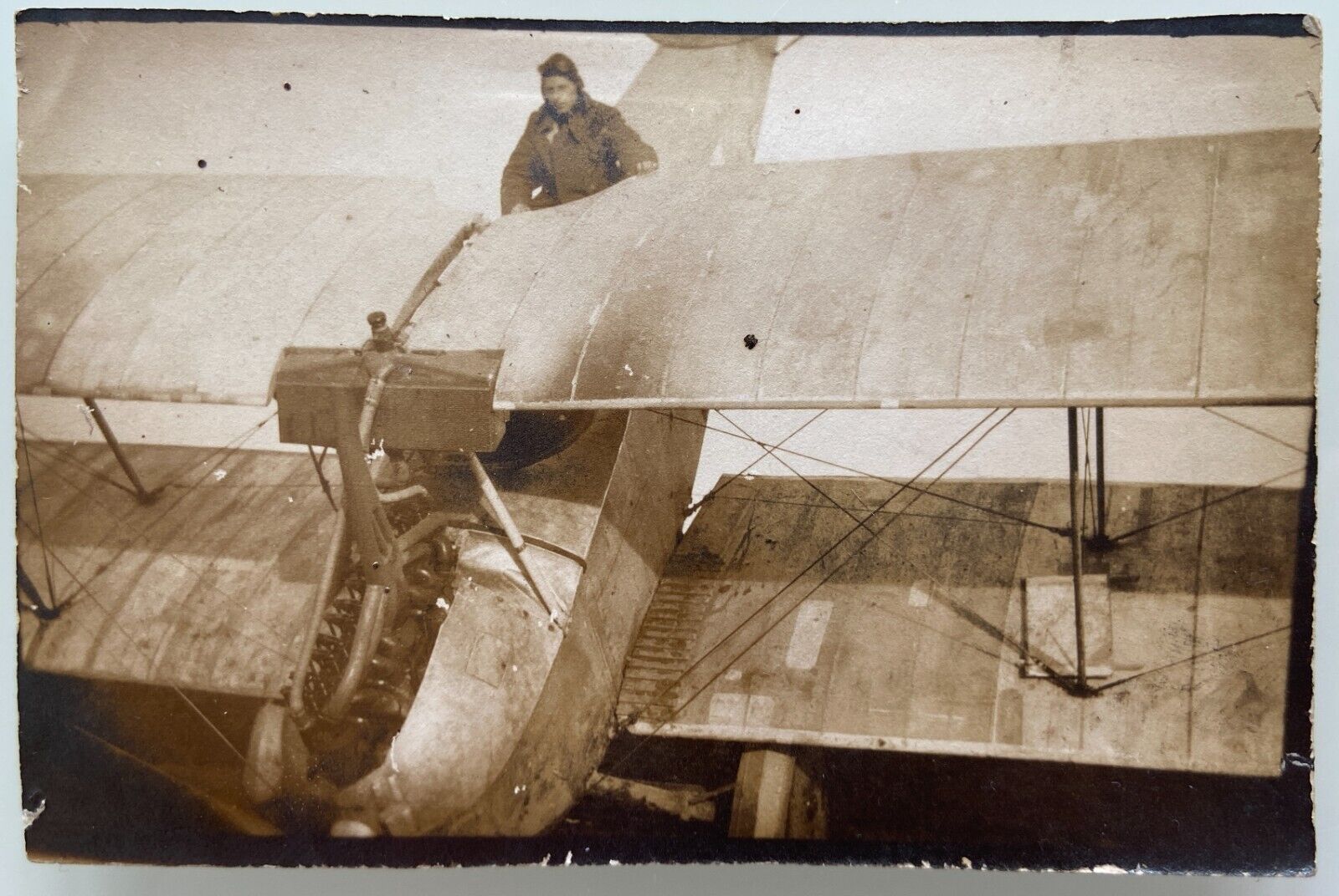 WW1 Military Plane Crash Biplane Airplane Aviation Russian Empire Antique Photo