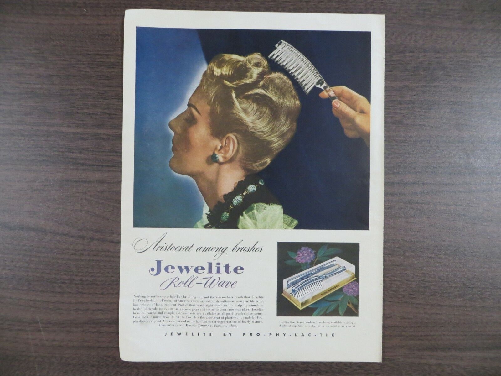 1946 Jewelite Roll-Wave Full Page Color Magazine AD Vintage