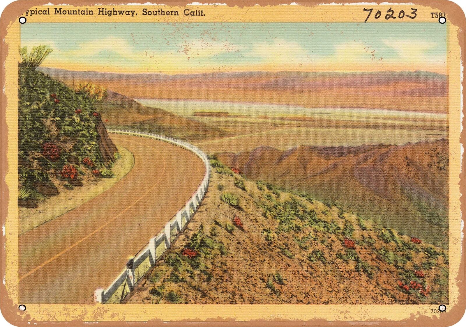 Metal Sign - California Postcard - Typical Mountain Highway, Southern Calif.