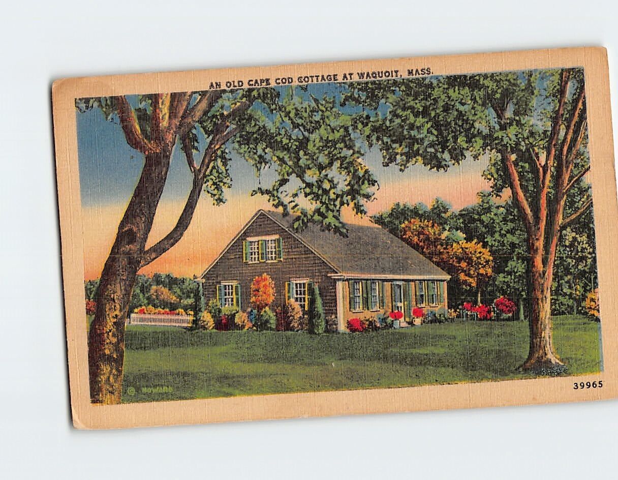 Postcard An Old Cape Cod Cottage Waquoit Massachusetts USA
