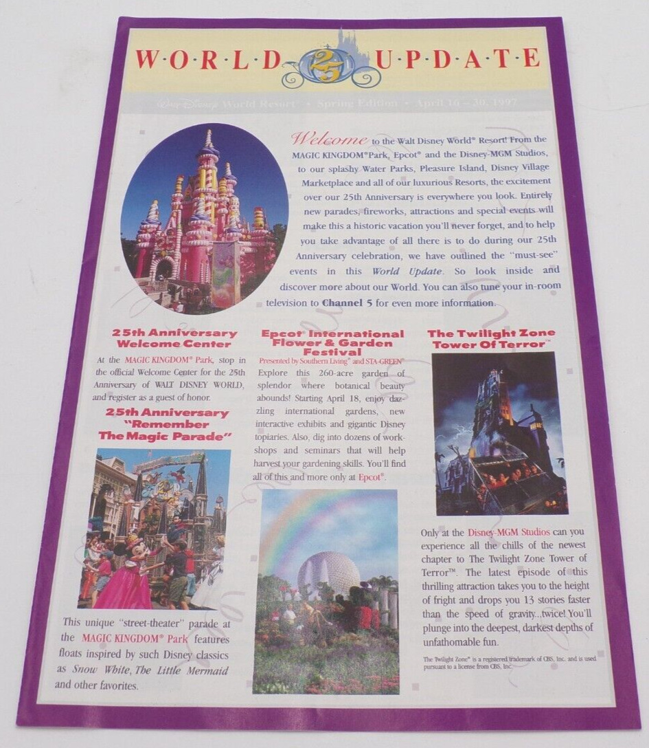 Vtg Walt Disney World Resort UPDATE Newsletter Spring Edition April 16-30 1997