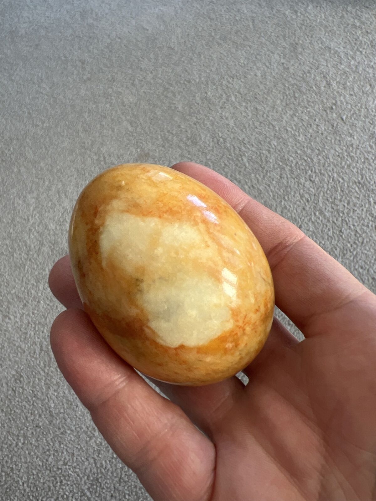 Vintage Egg Alabaster Marble Stone Natural Cream Caramel Earth Tone