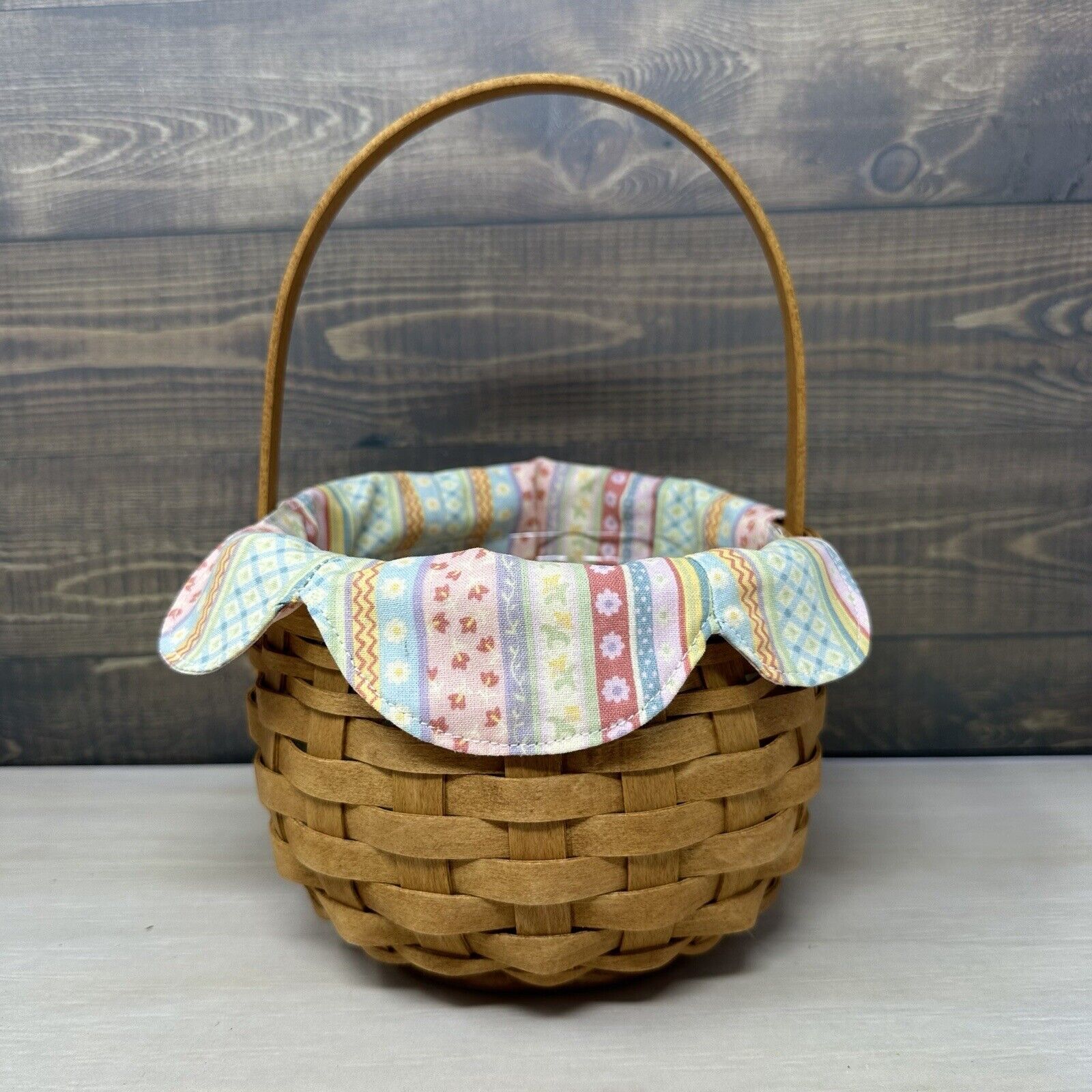 Longaberger 2008 Small Easter Basket With Spring Parade Fabric Liner