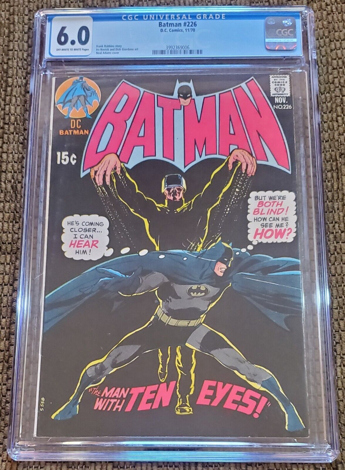 Batman #226 CGC 6.0 1970 Neal Adams Cover - 1st Ten-Eyed Man Alfred Dr. Engstrom