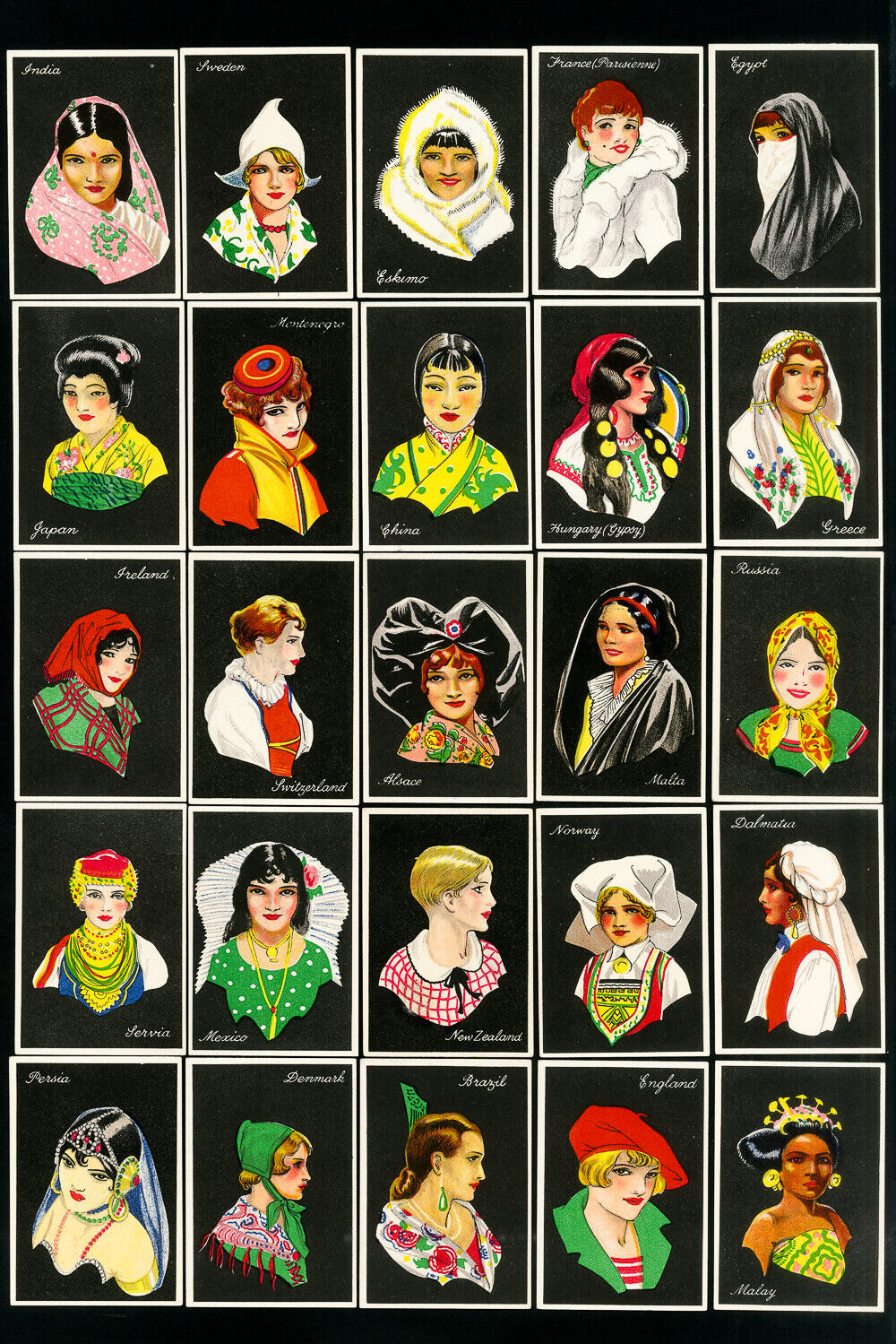 UK Complete Rare Set Of 50 Women Trading Cards from 1940