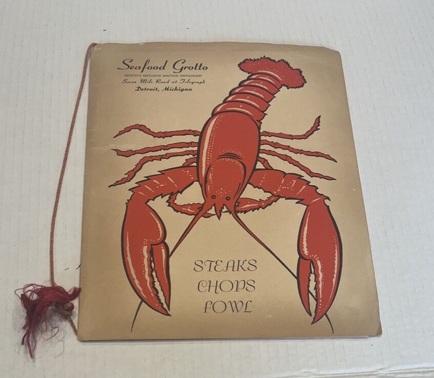 1952 Seafood Grotto Lobster Design Dinner Menu w Autographs