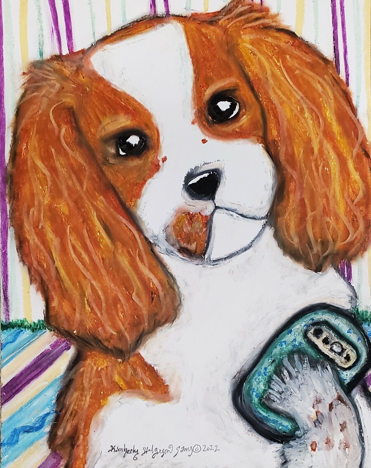 Cavalier King Charles Spaniel Selfie Original Pastel Painting 9x12 Dog Art 2022