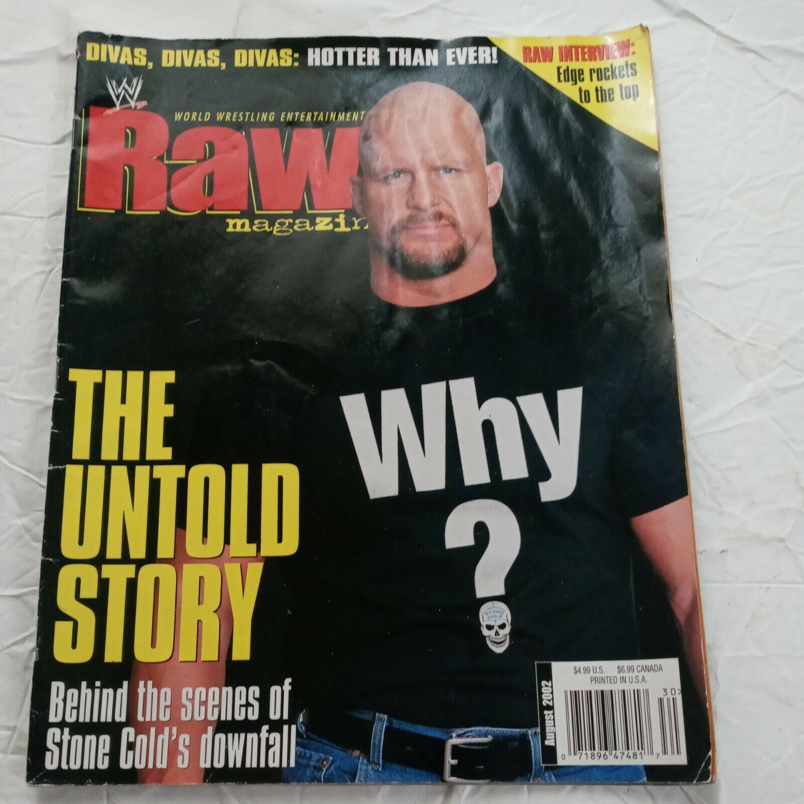 RAW WWE WWF Magazine August 2002 Stone Cold Steve Austin Edge Divas Poster
