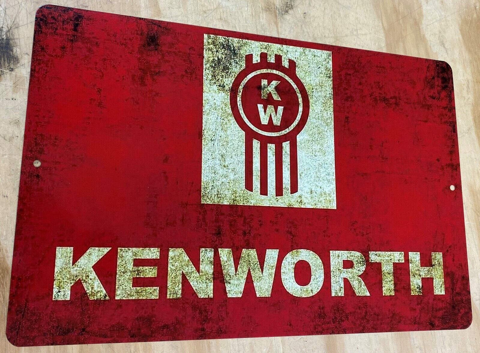 Kenworth KW Logo Distressed Looking Aluminum Metal Sign 12\