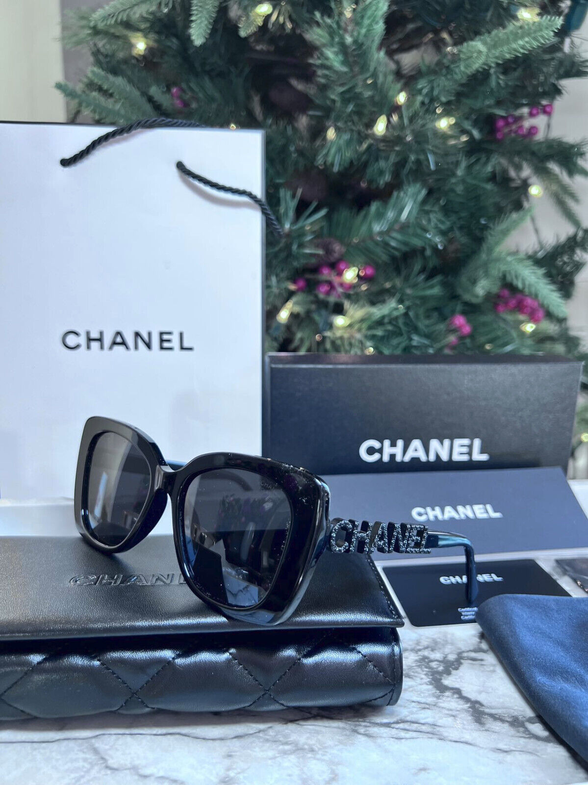 CHANEL SUNGLASSES AUTHENTIC 100% BLACK CRYSTAL COLLECTION CLASSIC
