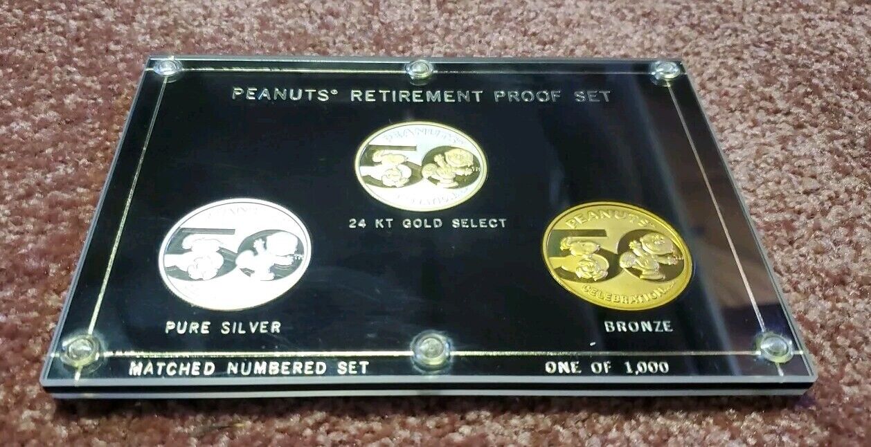 SNOOPY PEANUTS Retirement 50th Anniversary LTD ED Proof Coin Set