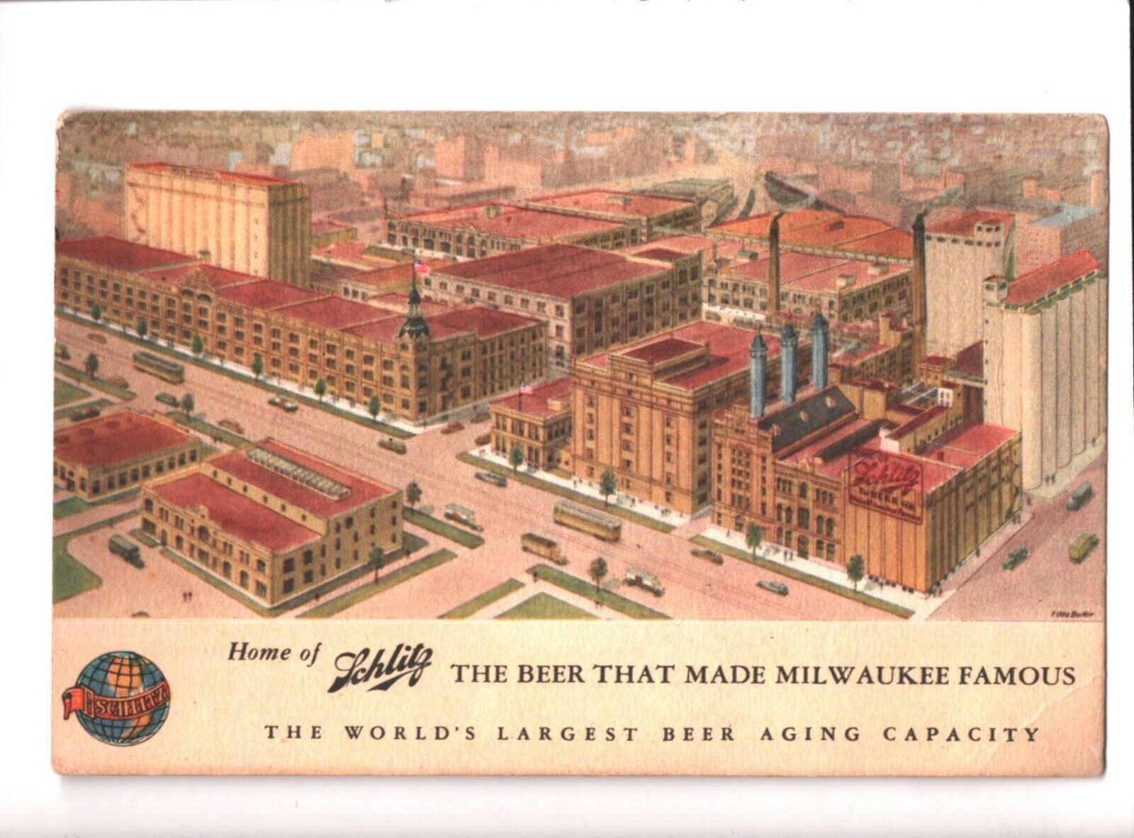 Postcard Schlitz Beer Brewery Milwaukee WI Wisconsin