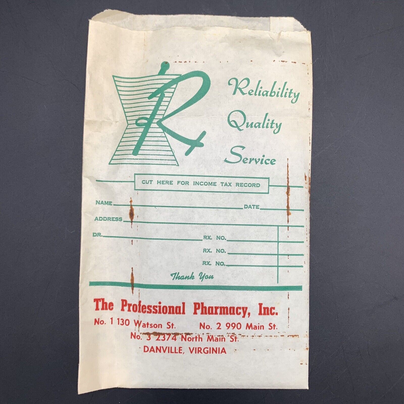 Vintage Marketing Materials For The Professional Pharmacy, Inc From Danville,VA