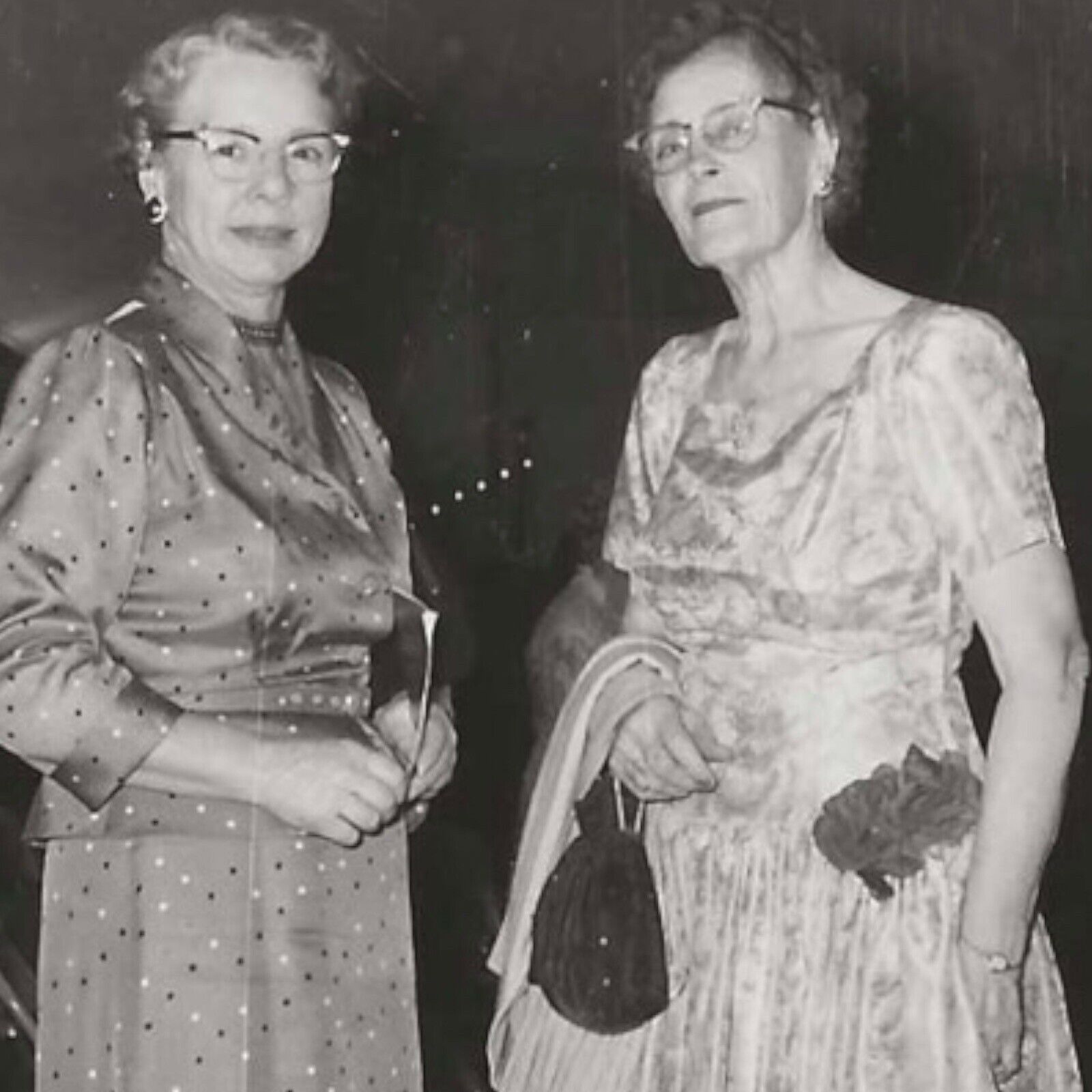 Vintage Snapshot 1950s Photo Two Women Dressed Up For A Night Out 1957