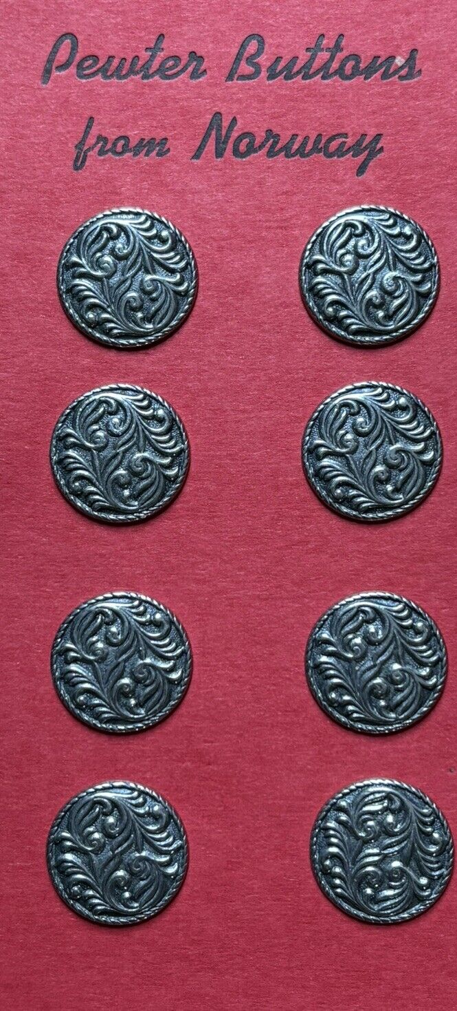 Vintage Pewter Buttons. Norwegian Made.