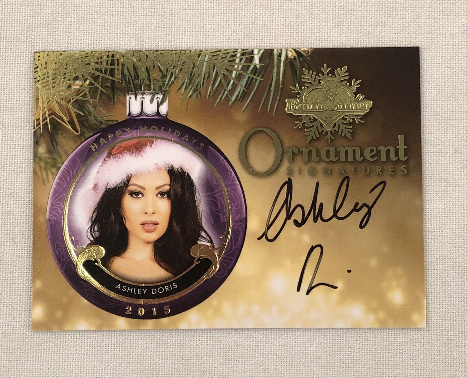 2015 Benchwarmer Holiday Ashley Doris Autograph Ornament Card Bench Warmer