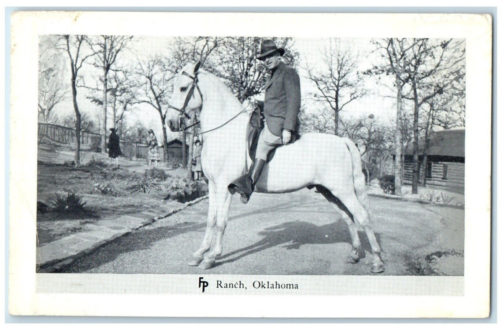 c1950's Horse Riding Man Frank Philips Ranch Woolaroc Oklahoma Vintage Postcard