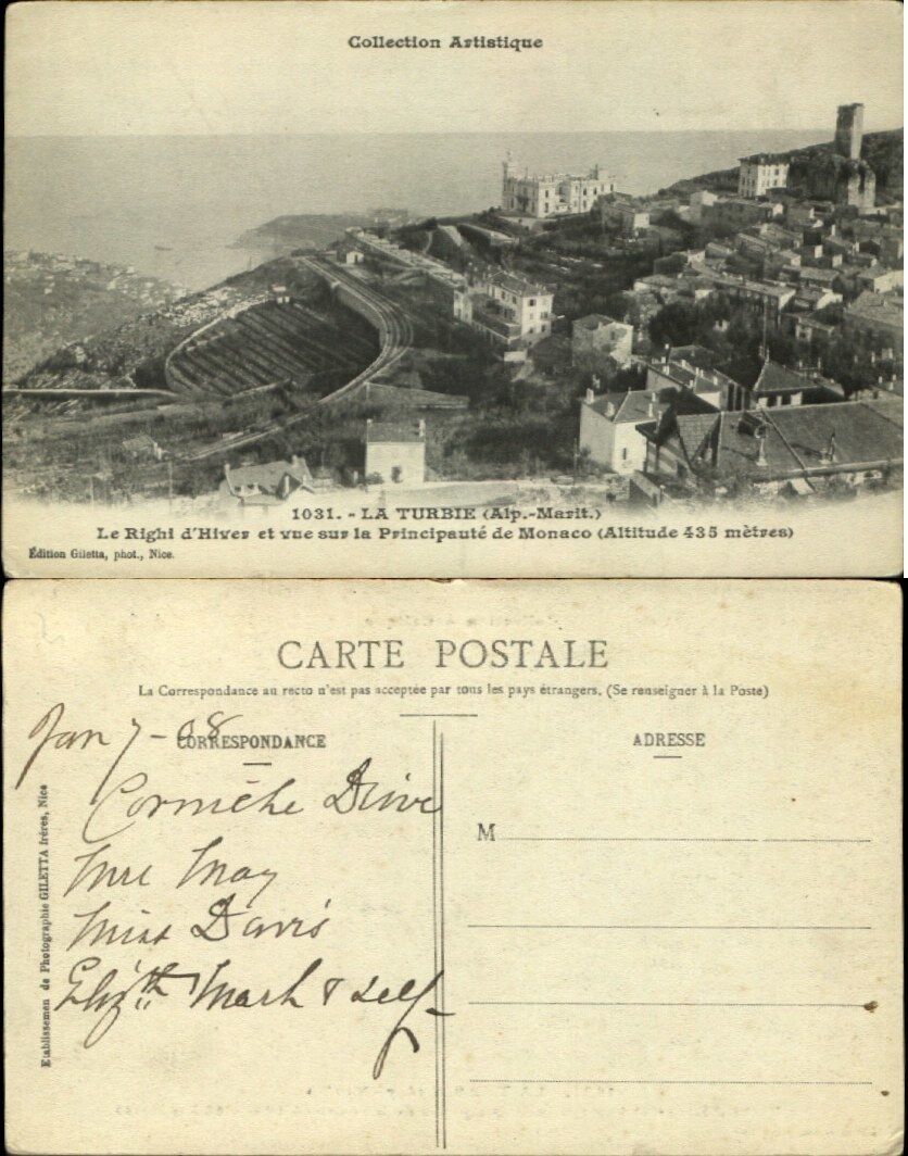 LA TURBIE Le Righi d\'Hiver et vue sur la Principaute de Monaco 1908