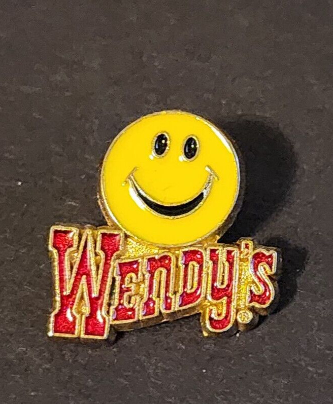 Vintage 1980s Wendy\'s Employee SMILE FACE Logo Lapel Hat Jacket Pin